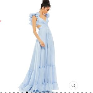 COPY - Rosette Chiffon Dress in Powder Blue